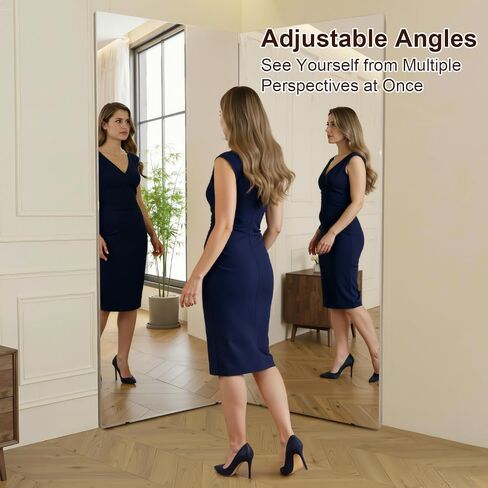 مرآة نانو ميرور موفرة للمساحة بزاوية 360 درجة قابلة للطي بطول كامل، مقاس 63 بوصة × 47 بوصة، كبيرة جدًا مثبتة على الحائط، تصميم قابل للطي وقابل للكسر لصالة الألعاب الرياضية المنزلية، واليوجا، والرقص، واستوديو اللياقة البدنية، باللون الأبيض in Kuwait