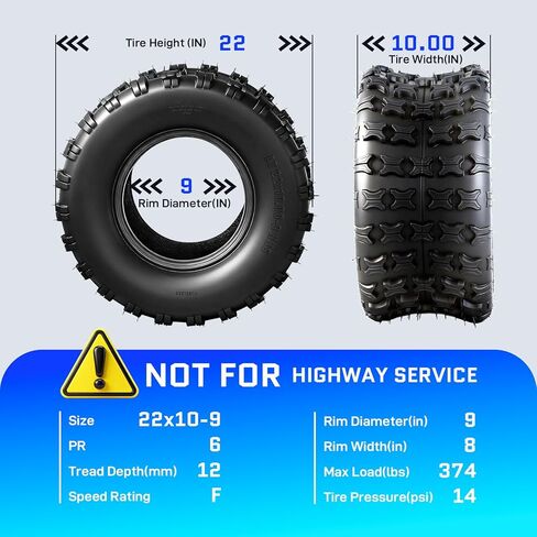 TRIBLE SIX 22x10-9 ATV/UTV Tires,22x10x9 All-Terrain Mud & Trail Tires,6-Ply Rated,Tubeless,Set of 2 in Saudi Arabia