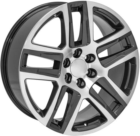 إطارات وإطارات OE Wheels CV63 مقاس 22 بوصة تناسب Silverado 1500 Z71 Style 6x139.7 22x9 مصنوعة من المعدن اللامع - هولاندر 5913 - TS-37 AT 285/45-22 (مجموعة من 4) in Saudi Arabia