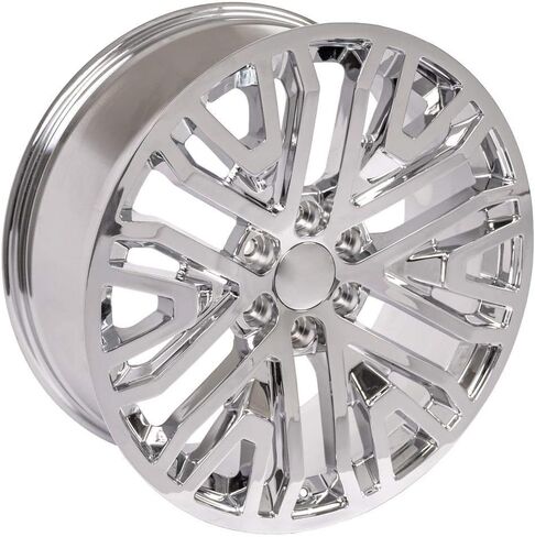 إطارات وإطارات OE Wheels CV37 مقاس 22 بوصة تناسب طراز Sierra 1500 6x139.7 22x9 كروم - هولاندر 5906 - TS-37 AT 285/45-22 (مجموعة من 4) in Saudi Arabia