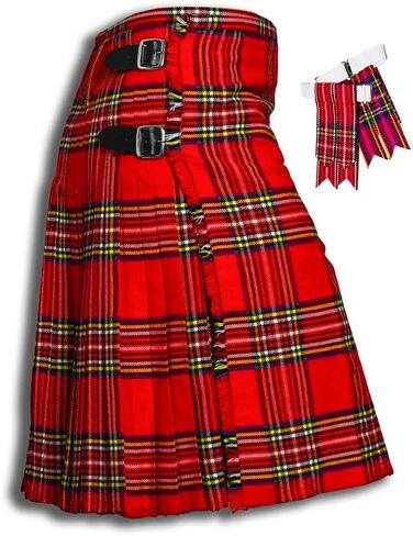 Kilt for Men, Premium Traditional Scottish Men's Kilt & Flashes - 5 Yard 16 oz Acrylic Wool in Kuwait
