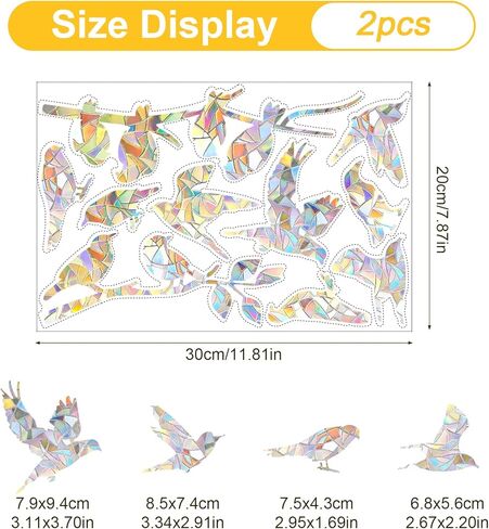 2 Sheets Bird Window Strike Prevention, Bird Strike Prevention for Windows Non-Adhesive Window Clings for Birds, Hummingbird Style Decals to Protect Birds from Collisions in Saudi Arabia