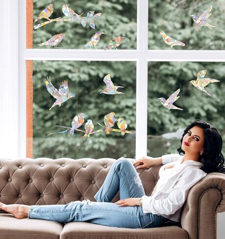 2 Sheets Bird Window Strike Prevention, Bird Strike Prevention for Windows Non-Adhesive Window Clings for Birds, Hummingbird Style Decals to Protect Birds from Collisions in Saudi Arabia