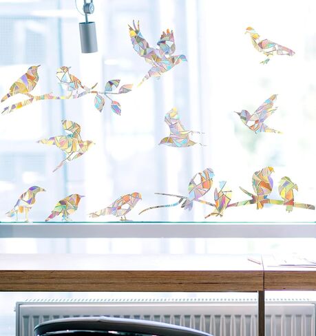 2 Sheets Bird Window Strike Prevention, Bird Strike Prevention for Windows Non-Adhesive Window Clings for Birds, Hummingbird Style Decals to Protect Birds from Collisions in Saudi Arabia