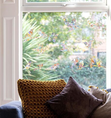 2 Sheets Bird Window Strike Prevention, Bird Strike Prevention for Windows Non-Adhesive Window Clings for Birds, Hummingbird Style Decals to Protect Birds from Collisions in Saudi Arabia