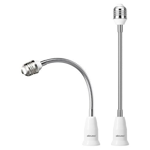 DiCUNO E26 to E26 Socket Extender (27.5CM/10.82 Inch Extension), Standard Medium E26 Base, 165℃ Heat-Resistant No Fire Hazard, Maximum Wattage 200W Bendable Light Bulb Extender Adapter of 2-Pack in Kuwait