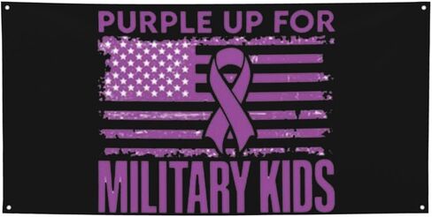 Purple Up Military Kids Military Child Month Banner Backdrop Holiday Sign Wall Hanging Background Photography Tapestry Decorations And Supplies Flags For Party Home Office in Saudi Arabia