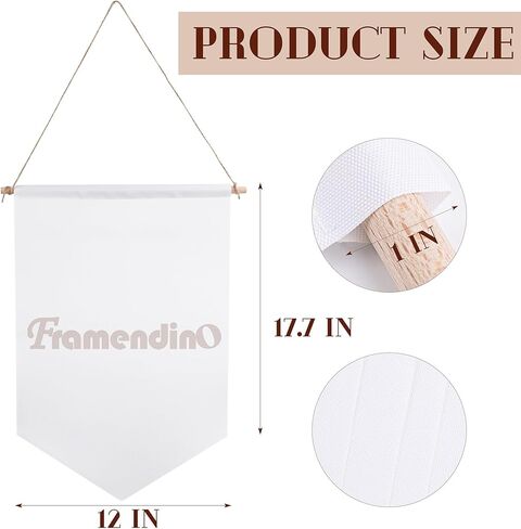 Framendino, 12 Pack Sublimation Blank Banner 12"x18" Wall Display Holder Waterproof Canvas Banners with Wood Sticks for DIY Indoor Outdoor Decor in Saudi Arabia