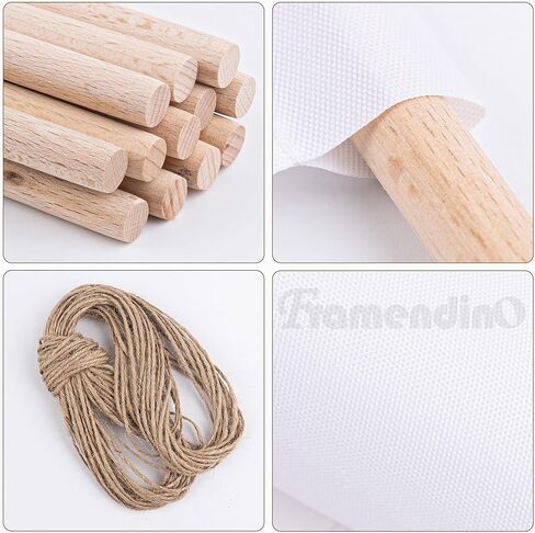 Framendino, 12 Pack Sublimation Blank Banner 12"x18" Wall Display Holder Waterproof Canvas Banners with Wood Sticks for DIY Indoor Outdoor Decor in Saudi Arabia