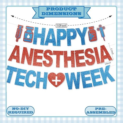 لافتة أسبوع تكنولوجيا التخدير السعيد - لا توجد زينة لأسبوع تكنولوجيا التخدير DIY لوازم الحفلات للحصول على هدايا تقدير فني التخدير in Kuwait