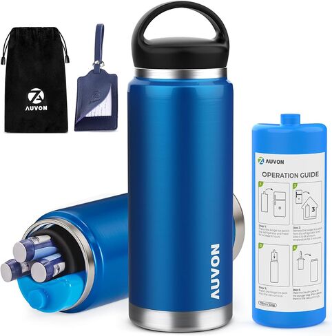 AUVON Insulin Pen Cooler Travel Case for 3-6 Pens with Medical Tag, TSA Approved Medicine Travel Cooler with Portable Handle, Diabetic Insulin Cooler with Gel Ice Pack and Anti-freezing Drawstring Bag in Saudi Arabia
