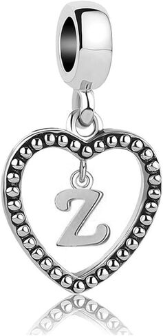 سحر الحرف الأولي متوافق مع سوار Pandora Charm Dainty Heart Alphabet الأولي حبة للنساء من المجوهرات الفضية in Saudi Arabia