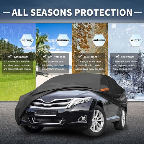 غطاء سيارة X AUTOHAUX خارجي مقاوم للماء من أشعة الشمس والمطر والثلج مع طبقة ألومنيوم بسحاب للباب الأيسر لسيارة Toyota Venza in Saudi Arabia