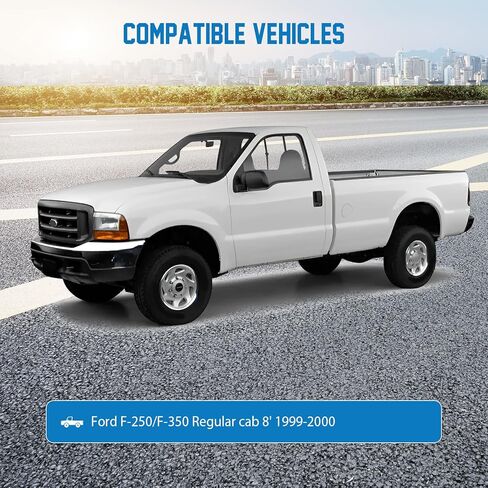 غطاء شاحنة مقاوم للماء لسيارة Ford F-250 / F-350 Super Duty 1999-2004 يناسب أسرّة الكابينة العادية مقاس 8 بوصات فقط - غطاء بيك اب خارجي لجميع الأحوال الجوية مع باب بسحاب وأشرطة مقاومة للرياح، غطاء سيارة يحمي من الغبار فوق البنفسجية in Saudi Arabia