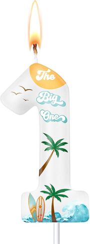Sumind the Big One Cake Topper 1st Birthday Decorations the Big One Party Decorations Wave Theme Number 1 Candle Beach Tree for Happy Birthday Cake Topper for Party Supplies Favors in Saudi Arabia