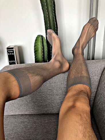 Goobester Men Formal Wear Sheer Suit Men Transparent Thin Business Tube Dress Socks in Saudi Arabia