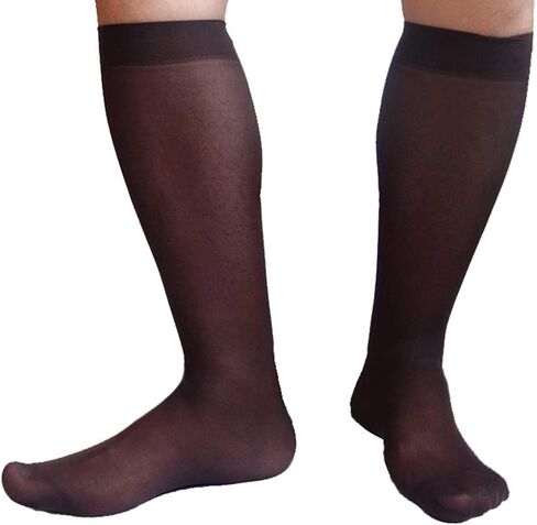 Goobester Men Formal Wear Sheer Suit Men Transparent Thin Business Tube Dress Socks in Saudi Arabia
