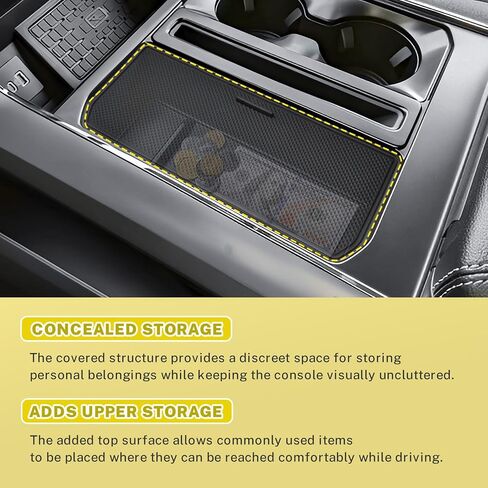 Center Console Organizer Hidden Storage Cover Compatible with Ford F-150 2021 2022 2023 2024 2025 2026 Accessories, 2021-2026 F150 Driver Side Pocket Insert Panel (Without Console Shifter) in Saudi Arabia
