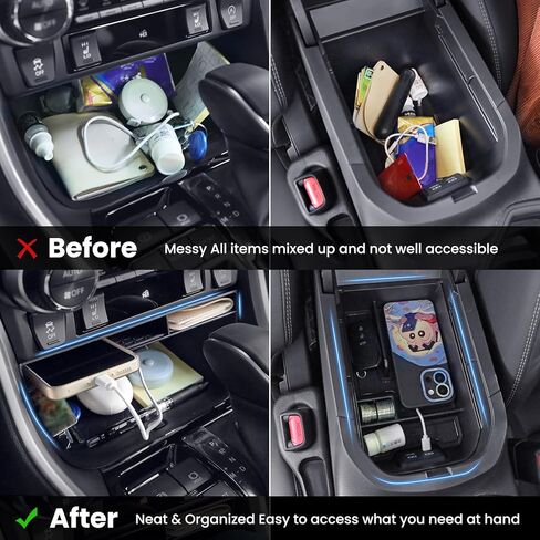 Center Console Organizer for Toyota RAV4 2019-2025, Armrest Tray Insert Storage Box for RAV4 Adventure/Hybrid/XLE/LE/Limited/TRD Off-Road/Premium/XLE Premium, ABS Plastic, 2 Pcs in Kuwait