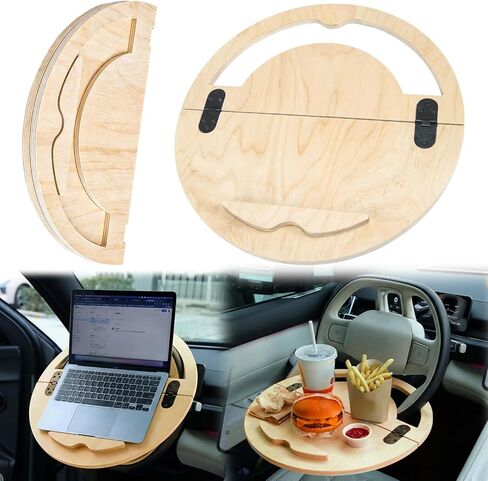 Outus 2 in 1 Car Steering Wheel Tray Steering Wheel Desk for Laptop Wooden Car Table Foldable for Eating Food Writing Work Multipurpose Travel Cars Accessories in Saudi Arabia