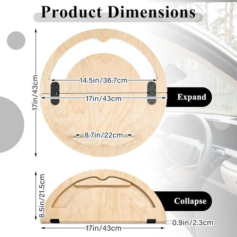Outus 2 in 1 Car Steering Wheel Tray Steering Wheel Desk for Laptop Wooden Car Table Foldable for Eating Food Writing Work Multipurpose Travel Cars Accessories in Saudi Arabia