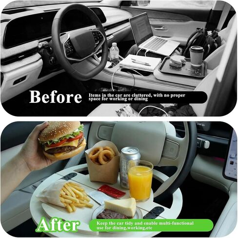 Outus 2 in 1 Car Steering Wheel Tray Steering Wheel Desk for Laptop Wooden Car Table Foldable for Eating Food Writing Work Multipurpose Travel Cars Accessories in Saudi Arabia
