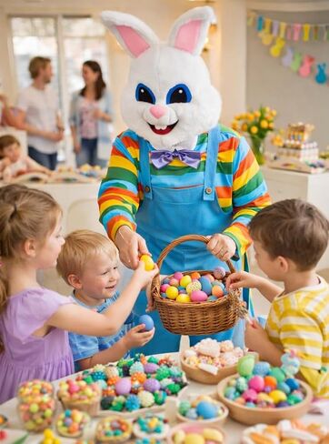 EraSpooky Easter Bunny Costume for Adults Funny Rabbit Costume with Plush Bunny Mask Easter Mascot in Saudi Arabia