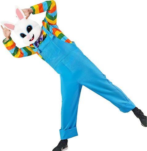 EraSpooky Easter Bunny Costume for Adults Funny Rabbit Costume with Plush Bunny Mask Easter Mascot in Saudi Arabia