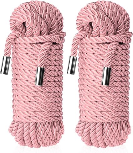 حبل حريري ناعم - حبال ربط نايلون ملونة لامعة وصديقة للبشرة، سلك زخرفي مجدول من الساتان متعدد الأغراض، سمك 8 مم، طول كل منها 32 قدم (2 أسود) in Kuwait