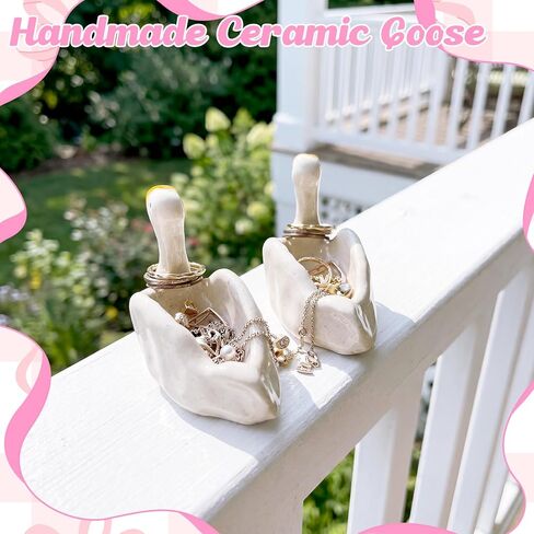 2 قطعة صينية مجوهرات أوزة سخيفة أطباق حلية حامل حلقة سيراميك وعاء حلية صغير ديكور لطيف ديكور غرفة أوزة سخيفة ملحقات الغرور للخواتم والأقراط والقلائد ومفاتيح الساعة in Kuwait