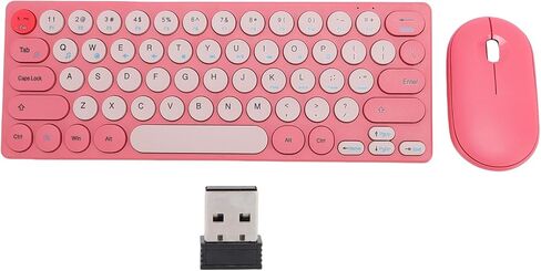 Wireless Keyboard and Mouse, Retro 2.4GHz Colorful Keyboard and 1200dpi Mouse Combo with Receiver, Auto Sleep for Computer, Laptop, PC (Purple) in Saudi Arabia