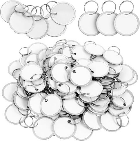 300pcs Silver Aluminum Metal Rim Key Tags with Ring, 31mm Round White Paper Key Labels for Car Keys and Door Keys Organization in Saudi Arabia