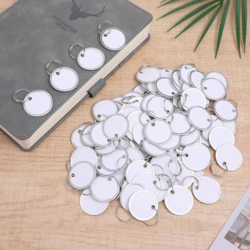 300pcs Silver Aluminum Metal Rim Key Tags with Ring, 31mm Round White Paper Key Labels for Car Keys and Door Keys Organization in Saudi Arabia