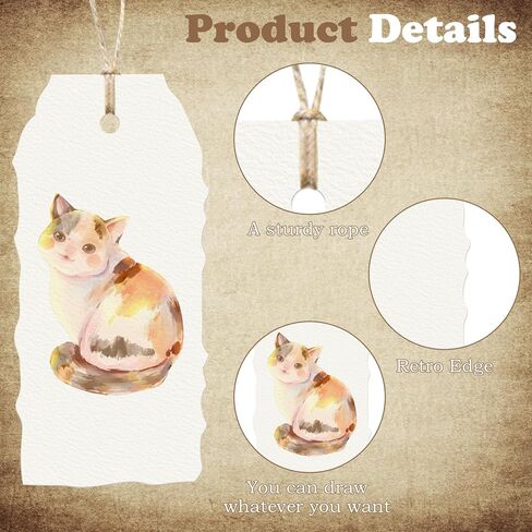 60Pcs Blank Irregular Torn Edge Effect Hang Tag, Vintage Gift Tags with String, Craft Paper Watercolor Gift Tags Decor for DIY Birthday Wedding Decoration Gift Arts & Craft in Saudi Arabia
