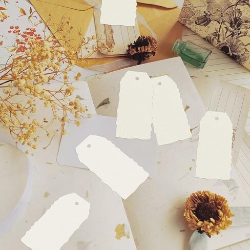 60Pcs Blank Irregular Torn Edge Effect Hang Tag, Vintage Gift Tags with String, Craft Paper Watercolor Gift Tags Decor for DIY Birthday Wedding Decoration Gift Arts & Craft in Saudi Arabia