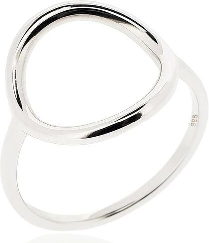 خاتم SOVATS من الفضة الإسترليني عيار 925 بدائرة مفتوحة للنساء - مطلي بالروديوم، تصميم بسيط قابل للتكديس، مجوهرات خالية من النيكل in Kuwait