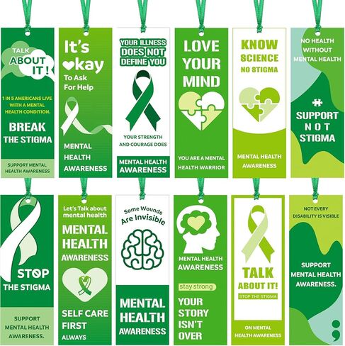 Eersida Set of 120 Mental Health Awareness Bookmarks Stop The Stigma Bookmarks Know Science No Stigma Mental Health Supply for Fundraiser Event Classroom Stationery Handout Supplies, 6 Styles in Saudi Arabia