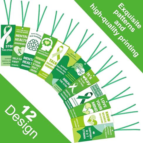 Eersida Set of 120 Mental Health Awareness Bookmarks Stop The Stigma Bookmarks Know Science No Stigma Mental Health Supply for Fundraiser Event Classroom Stationery Handout Supplies, 6 Styles in Saudi Arabia