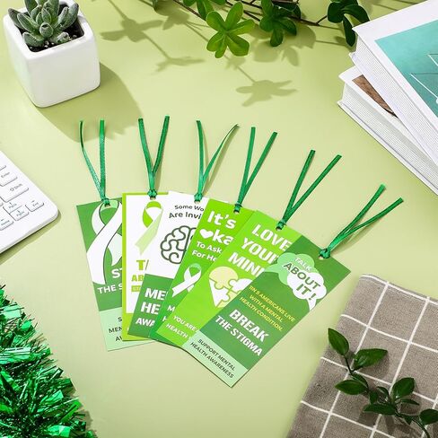 Eersida Set of 120 Mental Health Awareness Bookmarks Stop The Stigma Bookmarks Know Science No Stigma Mental Health Supply for Fundraiser Event Classroom Stationery Handout Supplies, 6 Styles in Saudi Arabia