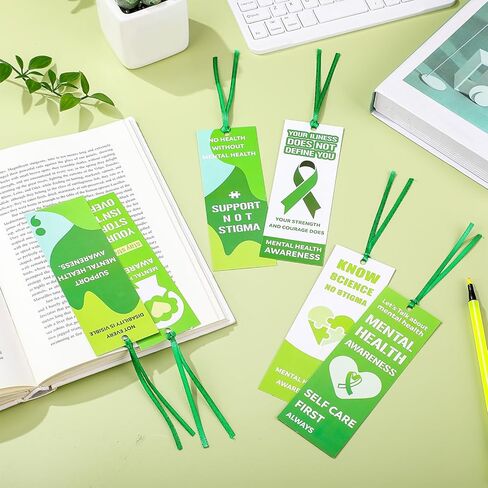 Eersida Set of 120 Mental Health Awareness Bookmarks Stop The Stigma Bookmarks Know Science No Stigma Mental Health Supply for Fundraiser Event Classroom Stationery Handout Supplies, 6 Styles in Saudi Arabia