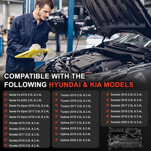 Engine Valve Cover Fit for Hyundai Santa Fe 2019-2020/Santa Fe Sport 2016-2018/Sonata 2015-2019/Tucson 2015-2018/Kia Optima 2016-2020/Sorento 2015-2020 2.0L & 2.4L, Relace 22400-2GGB0 224002GGB0 in Saudi Arabia