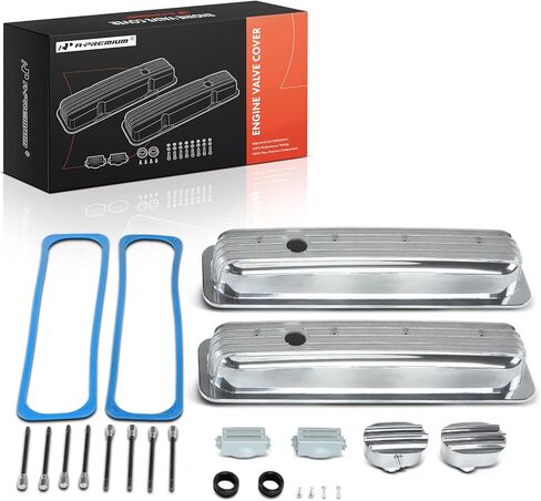 A-Premium Upgraded Aluminum Engine Valve Cover with Valve Cover Gasket and Breather Cap Compatible with Chevy 1987-1997 Small Block, 5.0L/305 5.7L/350, 2-PC Set in Saudi Arabia