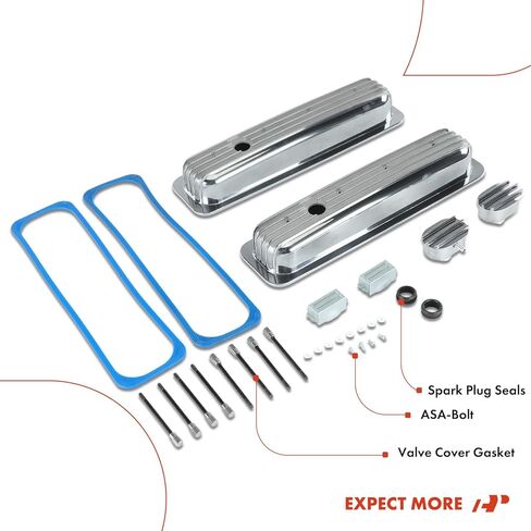 A-Premium Upgraded Aluminum Engine Valve Cover with Valve Cover Gasket and Breather Cap Compatible with Chevy 1987-1997 Small Block, 5.0L/305 5.7L/350, 2-PC Set in Saudi Arabia