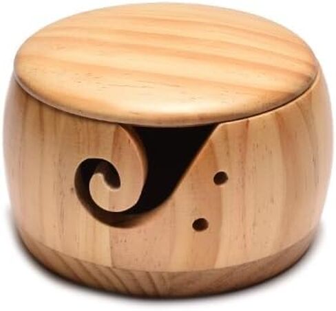 Wooden Yarn Bowl,Crochet Bowl with Lid,Knitting Yarn Bowls, Yarn Storage Bowl Handmade Craft with Storagebag for DIY Knitting Crocheting Accessories in Saudi Arabia