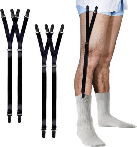 EGGBOY 2Pairs Shirt Stays for Men,Adjustable Elastic Shirt Garter/Tucker for Men&Women,Footloop/Y Style,with Locking Clamps in Saudi Arabia