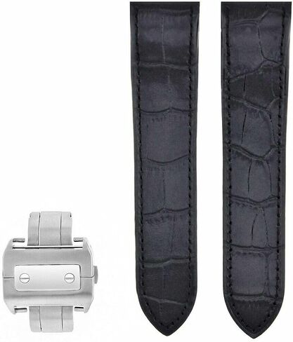 حزام جلدي كامل من Ewatchparts متوافق مع كارتييه سانتوس 100 XL كرونوغراف W20090X8 أسود in Saudi Arabia