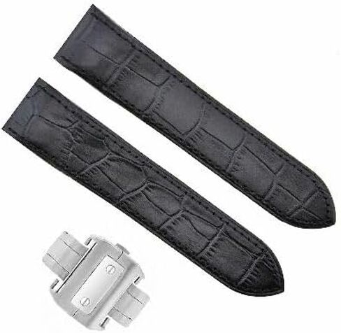 حزام جلدي كامل من Ewatchparts متوافق مع كارتييه سانتوس 100 XL كرونوغراف W20090X8 أسود in Saudi Arabia