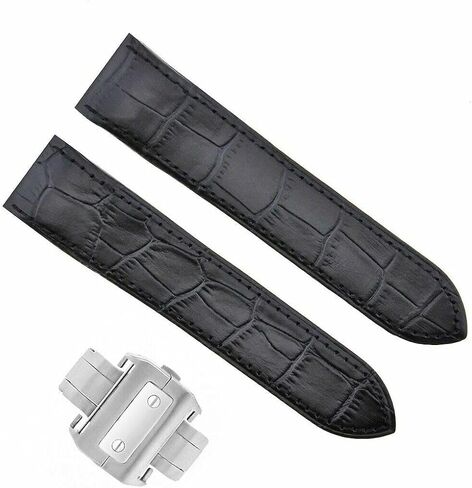 حزام جلدي كامل من Ewatchparts متوافق مع كارتييه سانتوس 100 XL كرونوغراف W20090X8 أسود in Saudi Arabia