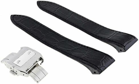 حزام جلدي كامل من Ewatchparts متوافق مع كارتييه سانتوس 100 XL كرونوغراف W20090X8 أسود in Saudi Arabia