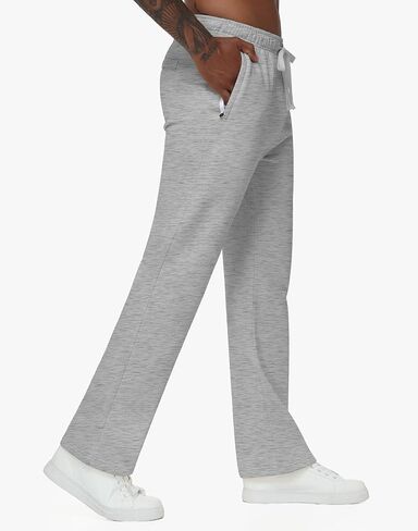 JWM Men's Fleece Open Bottom Sweatpants Straight Leg Uncuffed Cotton Athletic Running Lounge Pants with Zipper Pockets in Kuwait